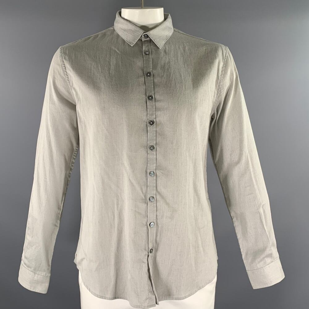 JOHN VARVATOS Size L Grey Heather Cotton Button Up Long Sleeve Shirt